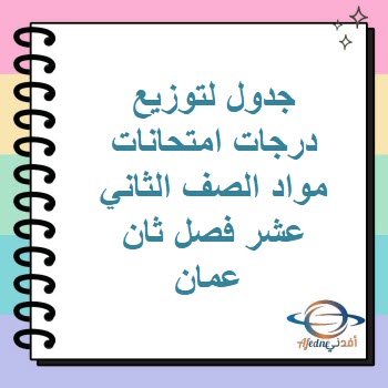 جدول لتوزيع درجات امتحانات مواد الصف الثاني عشر فصل ثان عمان جدول لتوزيع درجات امتحانات مواد الصف الثاني عشر فصل ثان عمان