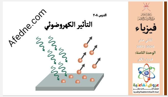 ملخص درس التأثير الكهروضوئي فيزياء الثاني عشر فصل ثاني عمان